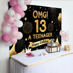 Lofaris 13. Geburtstag Hintergrund OMG Teenager Gold Glitzer Meilenstein