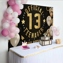Lofaris 13. Geburtstag Hintergrund Official Teenager Gold Schwarz Grafik