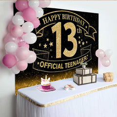 Lofaris 13. Geburtstag Hintergrund Sparkling Gold Glitzer Official Teenager