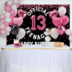 Lofaris 13. Geburtstag Hintergrund Official Teenager Rosa Herzballons
