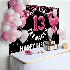 Lofaris 13. Geburtstag Hintergrund Official Teenager Rosa Herzballons