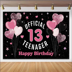 Lofaris 13. Geburtstag Hintergrund Official Teenager Rosa Glitzer Herzen