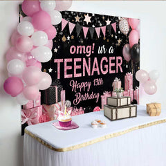 Lofaris 13. Geburtstag Hintergrund OMG UR A TEENAGER Rosa Glitzer