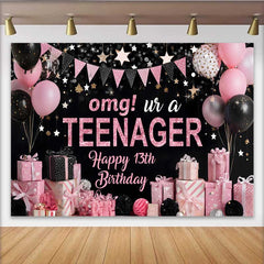Lofaris 13. Geburtstag Hintergrund OMG UR A TEENAGER Rosa Glitzer