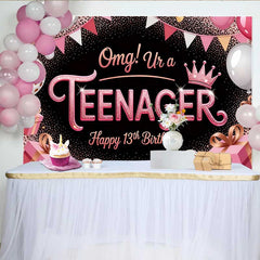 Lofaris 13. Geburtstag Hintergrund Roségold Glitzer OMG Teenager Deko
