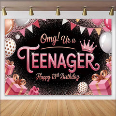 Lofaris 13. Geburtstag Hintergrund Roségold Glitzer OMG Teenager Deko