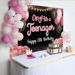 Lofaris 13. Geburtstag Hintergrund Rosa Glitzer OMG Teenager Schwarz