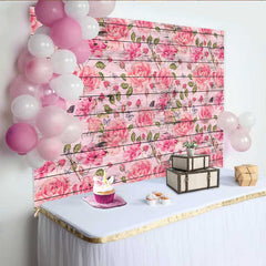 Lofaris Fotohintergrund Rosa Holz Vintage Aquarell Rosen Schmetterling
