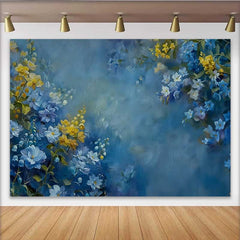 Lofaris Fotohintergrund Kunst Blau Gelb Blumen Ölgemälde Abstrakt