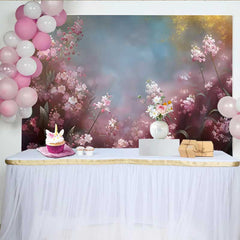 Lofaris Fotohintergrund Kunst Rosa Verschwommene Blumen Aquarell Frühling