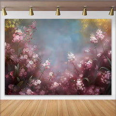 Lofaris Fotohintergrund Kunst Rosa Verschwommene Blumen Aquarell Frühling