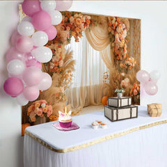 Lofaris Herbst Hochzeit Bogen Hintergrund Boho Orange Rosen Kürbis