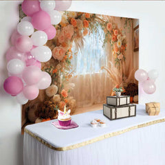 Lofaris Herbst Kürbis Bogen Hintergrund Boho Blumen Pampasgras Fenster