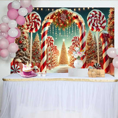 Lofaris Candy Cane Lane Weihnachtshintergrund Zuckerstangen Winterwunderland Deko