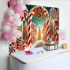 Lofaris Candy Cane Lane Weihnachtshintergrund Zuckerstangen Winterwunderland Deko