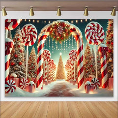 Lofaris Candy Cane Lane Weihnachtshintergrund Zuckerstangen Winterwunderland Deko
