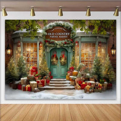 Lofaris Alter Landmarkt Weihnachtshintergrund Vintage Ladenfront Geschenk Deko