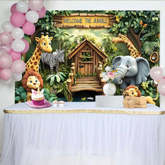 Lofaris Welcome to the Jungle Safari Hintergrund Cartoon Zoo Tiere Kindergeburtstag