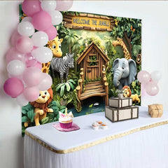 Lofaris Welcome to the Jungle Safari Hintergrund Cartoon Zoo Tiere Kindergeburtstag