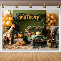 Lofaris Safari Jeep Abenteuer Geburtstag Hintergrund Dschungel Tiere Ballons Jungen