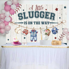 Lofaris A Little Slugger Babyparty Hintergrund Baseball Thema Neugeborene Jungen Deko