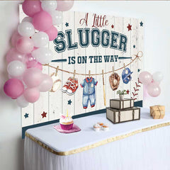 Lofaris A Little Slugger Babyparty Hintergrund Baseball Thema Neugeborene Jungen Deko
