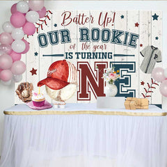 Lofaris Rookie of the Year Erster Geburtstag Hintergrund Baseball Thema Banner