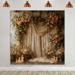 Lofaris Boho Blumen Seiden Hintergrund Creme Vorhang Rose