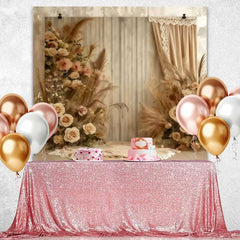 Lofaris Boho Stoff Vorhang Hintergrund Streifen Rosen Deko