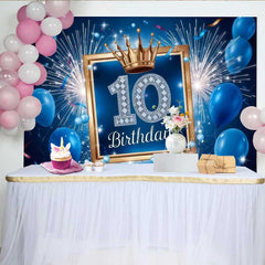 Lofaris Blau Gold 10. Geburtstag Hintergrund Feuerwerk Ballons Sportlich Jungen