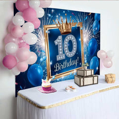 Lofaris Blau Gold 10. Geburtstag Hintergrund Feuerwerk Ballons Sportlich Jungen