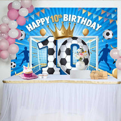Lofaris Fußball Champion 10. Geburtstag Hintergrund Blaues Tor Gold Krone Sport