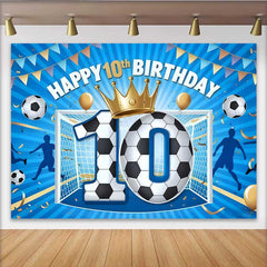 Lofaris Fußball Champion 10. Geburtstag Hintergrund Blaues Tor Gold Krone Sport