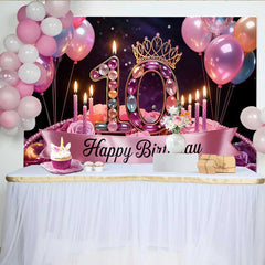 Lofaris Juwelen 10. Geburtstag Party Hintergrund Rosa Ballons Rosen Happy Birthday