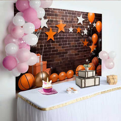 Lofaris Basketballplatz Geburtstag Hintergrund Urbane Ziegelwand Sportausrüstung