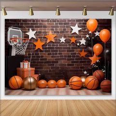 Lofaris Basketballplatz Geburtstag Hintergrund Urbane Ziegelwand Sportausrüstung