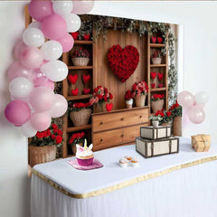 Lofaris Romantischer Herz Rosen Hintergrund Holzwand Rote Rosen Blumen Deko Banner