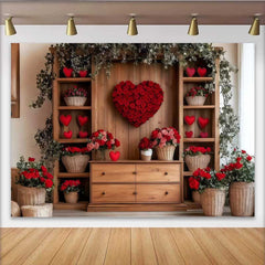 Lofaris Romantischer Herz Rosen Hintergrund Holzwand Rote Rosen Blumen Deko Banner