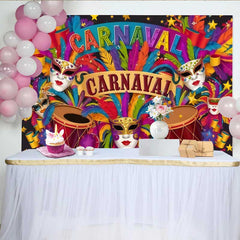 Lofaris Bunter Karneval Party Hintergrund Festliche Maske Trommel Feier Banner