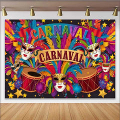 Lofaris Bunter Karneval Party Hintergrund Festliche Maske Trommel Feier Banner