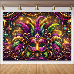 Lofaris Mardi Gras Grand Gala Hintergrund Bunte Feder Maske Goldene Perlen Banner