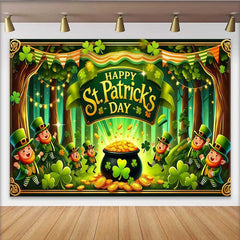 Lofaris Happy St Patricks Day Hintergrund Glückliche Kobolde Goldtopf Party Banner