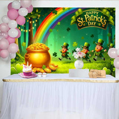 Lofaris Glückskobold Regenbogen Hintergrund St Patricks Day Goldtopf Wald Banner