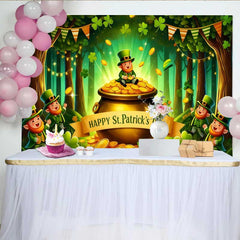 Lofaris St Patricks Day Goldtopf Hintergrund Glückskobold Kleeblätter Party Banner