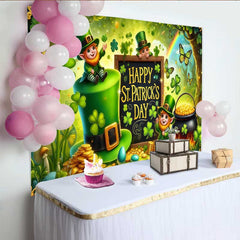 Lofaris Riesiger Koboldhut Hintergrund St Patricks Day Goldtopf Kleeblätter Banner