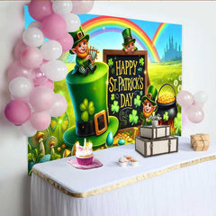 Lofaris St Patricks Day Schloss Regenbogen Hintergrund Glückskobold Feld Party Banner