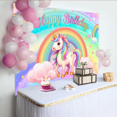 Lofaris Pastell Einhorn Regenbogen Hintergrund Süße Geburtstag Wolke Sternschnuppe