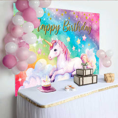 Lofaris Magisches Einhorn Regenbogen Hintergrund Funkelnde Galaxie Wolken Banner