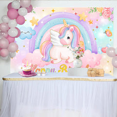 Lofaris Pastell Einhorn Regenbogen Hintergrund Fliegendes Einhorn Wolke Mädchen Geburtstag