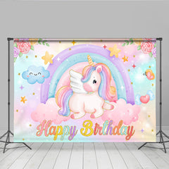 Lofaris Pastell Einhorn Regenbogen Hintergrund Fliegendes Einhorn Wolke Mädchen Geburtstag